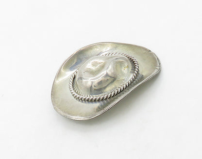 MEXICO 925 Sterling Silver  Vintage Shiny Smooth Cowboy Hat Brooch Pin  BP6380