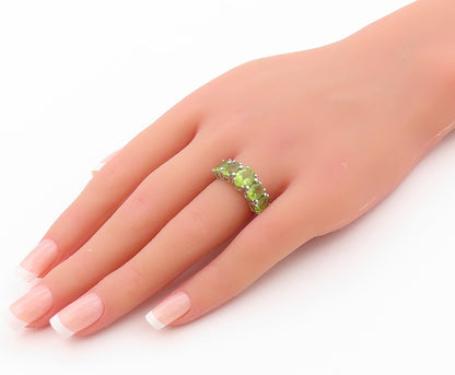 925 Sterling Silver Vintage Ring Minimalist Oval Cut Peridot  Sz 5  RG32435
