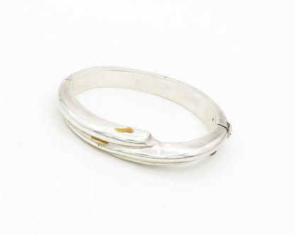 MWS 925 Sterling Silver  Vintage Shiny Bypass Design Bangle Bracelet  BT7029