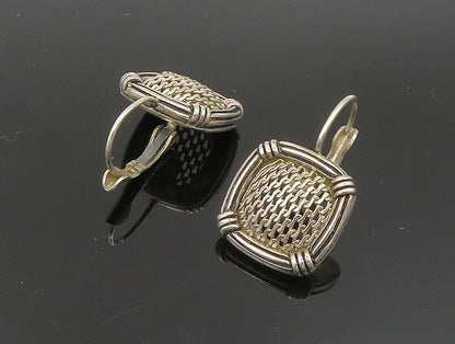 ESPO 925 Sterling Silver Vintage Square Shaped Wire Mesh Drop Earrings EG11607