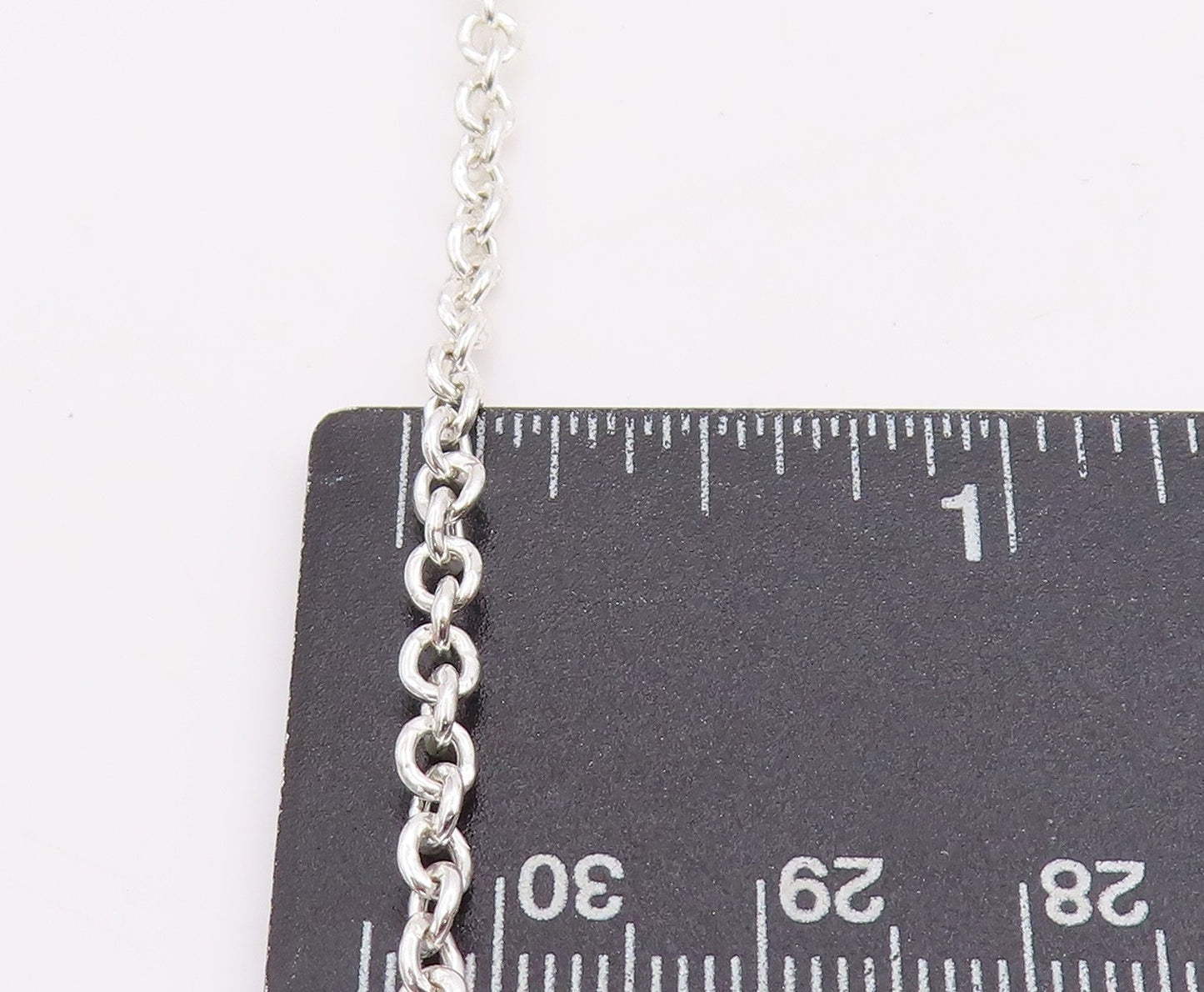 925 Sterling Silver Vintage Necklace Linked Chain Dangling Hearts Cutout  NE4581