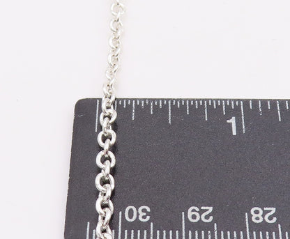 925 Sterling Silver Vintage Necklace Linked Chain Dangling Hearts Cutout  NE4581