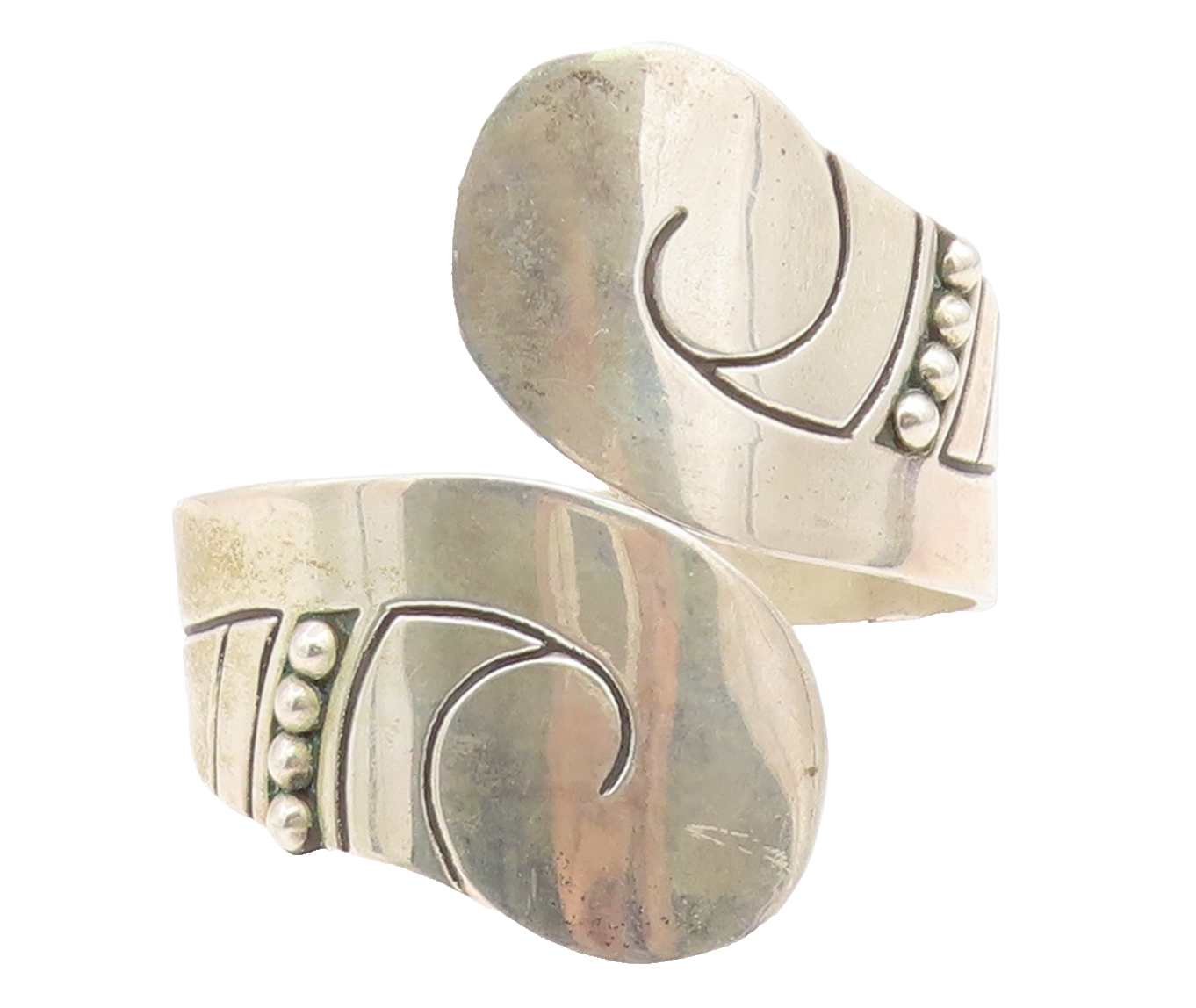 925 Sterling Silver Vintage Bracelet MEXICO HOB Modernist Swirl Bypass  BT11912