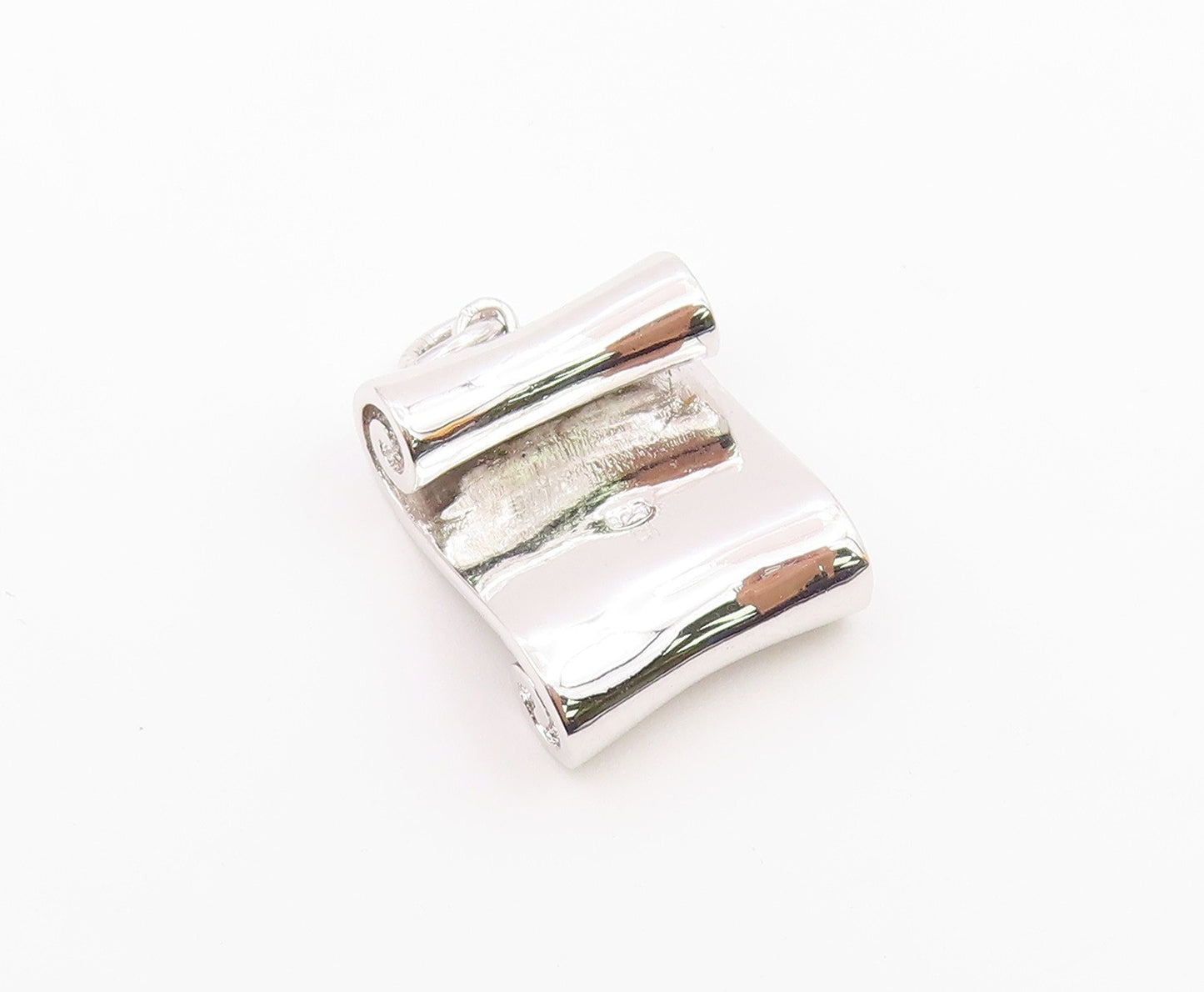 925 Sterling Silver  Vintage Shiny Graduate's Diploma Scroll Pendant  PT19444