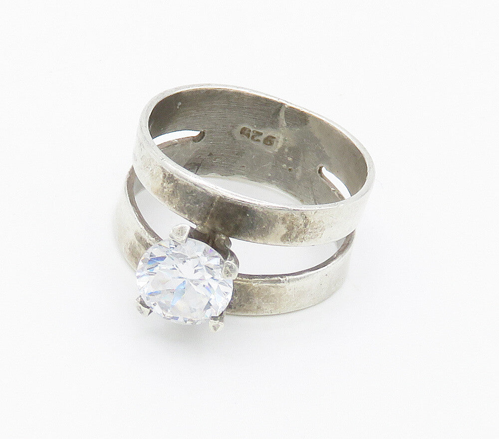 925 Sterling Silver  Prong Set Cubic Zirconia Solitaire Ring Sz 6  RG15524