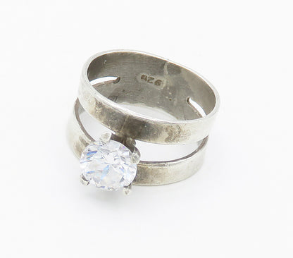 925 Sterling Silver  Prong Set Cubic Zirconia Solitaire Ring Sz 6  RG15524