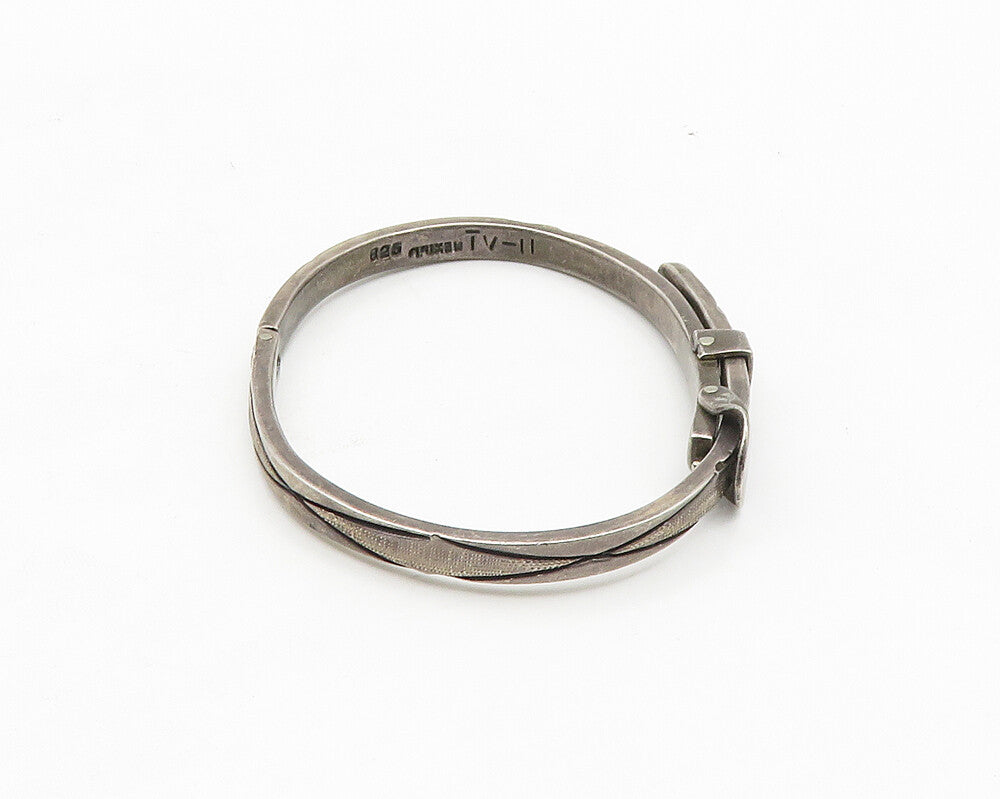 MEXICO 925 Sterling Silver  Vintage Watch Strap Motif Bangle Bracelet  BT7046