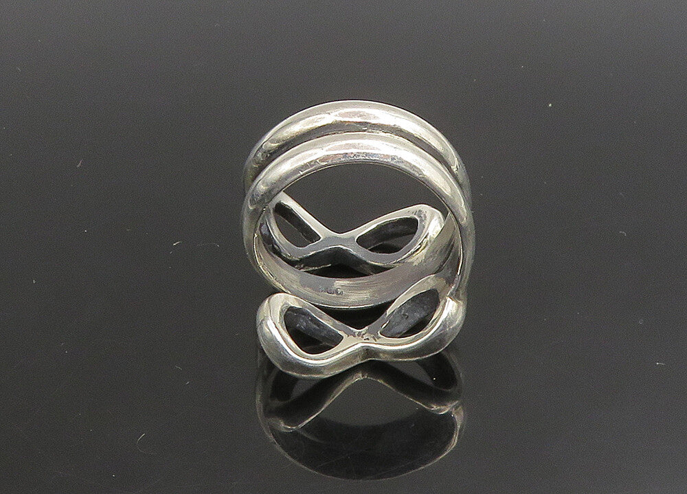 925 Sterling Silver   Vintage Shiny Infinity Bypass Band Ring Sz 8.5  RG23404