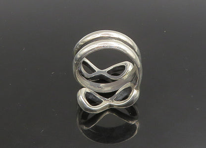 925 Sterling Silver   Vintage Shiny Infinity Bypass Band Ring Sz 8.5  RG23404