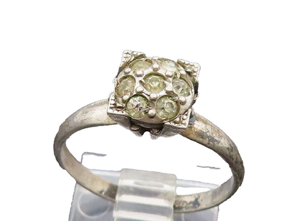 925 Silver  Vintage Antique Dainty Cubic Zirconia Flower Ring Sz 7.25  RG26284