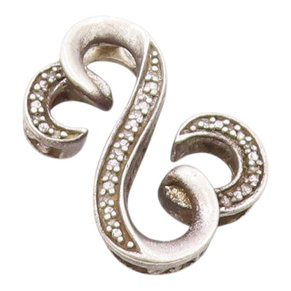 925 Sterling Silver  Vintage Genuine Diamonds Infinity Heart Pendant  PT17761