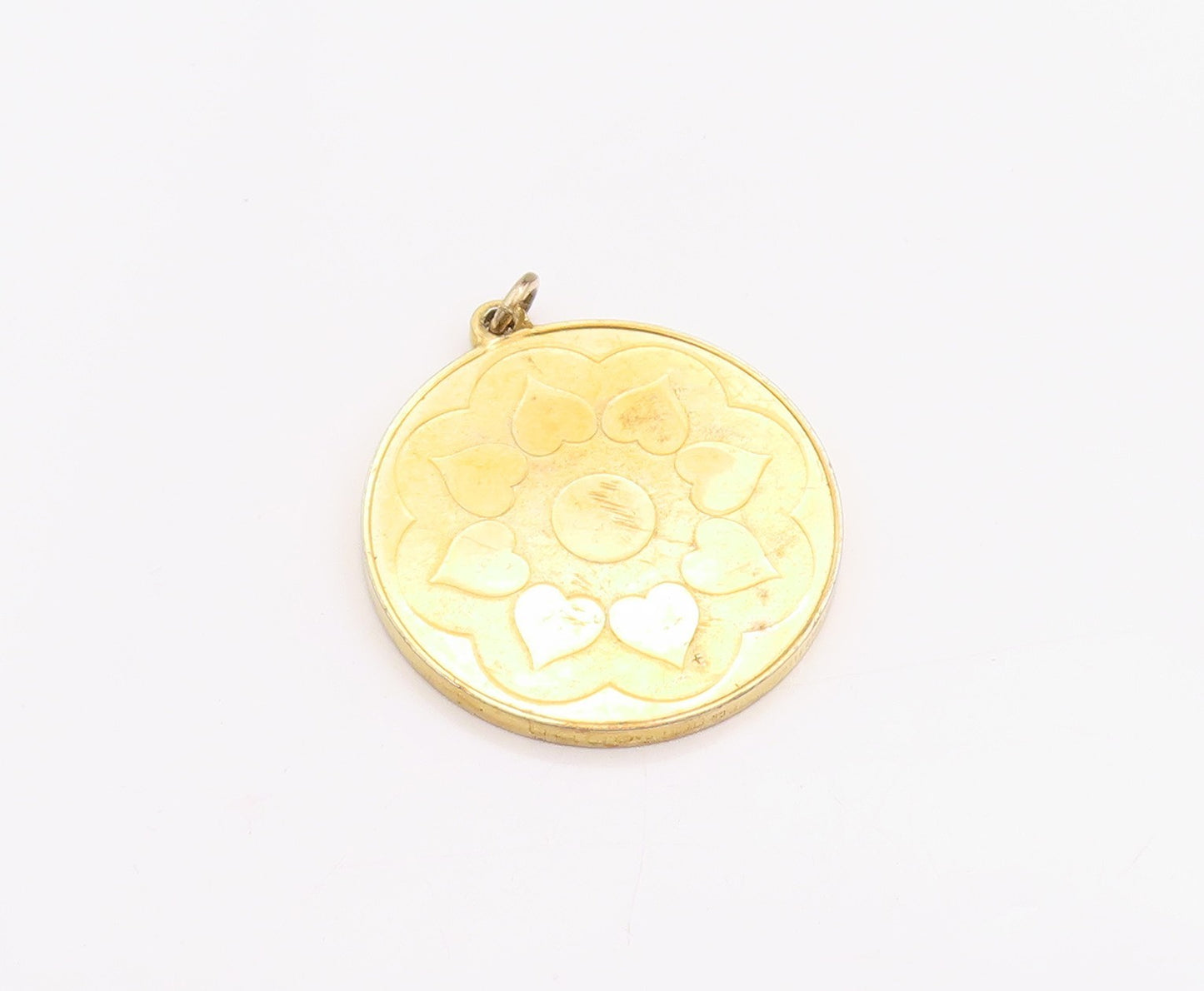 925 Sterling Silver Vintage Pendant Gold Plated Floral Design Medallion  PT24908