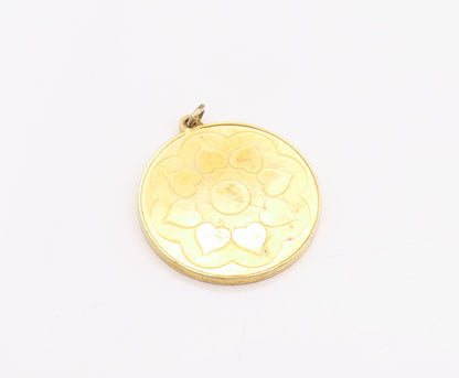 925 Sterling Silver Vintage Pendant Gold Plated Floral Design Medallion  PT24908