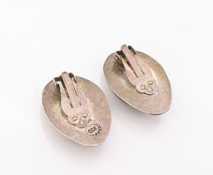 925 Sterling Silver Vintage Earrings MEXICO Dark Tone Turtle Back Design EG13432