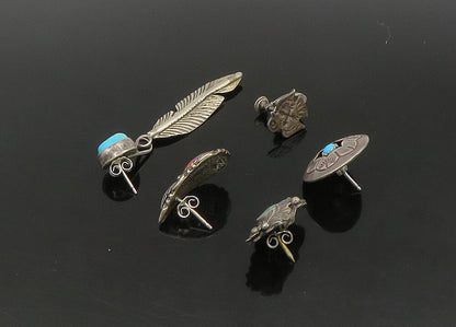 ZUNI NAVAJO 925 Sterling Silver Vintage Multi Stone Lot Single Earrings EG11216