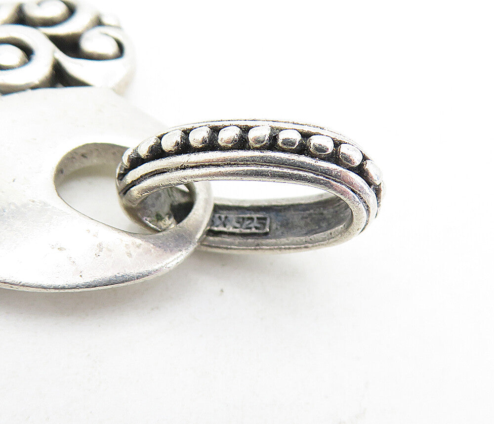 925 Sterling Silver  Vintage Floral Swirl Vine Love Heart Drop Pendant  PT5252