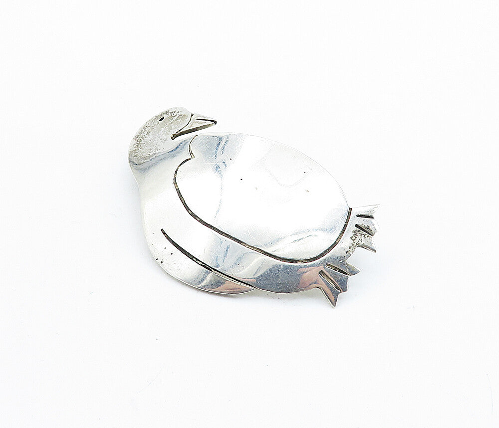 MEXICO 925 Sterling Silver  Vintage Shiny Etched Penguin Brooch Pin  BP2644
