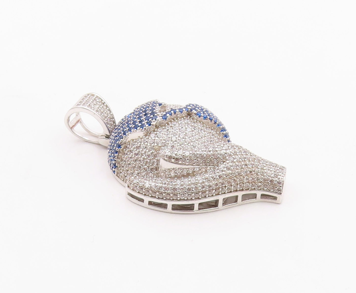 925 Silver  Vintage Cubic Zirconia & Topaz World In Hand Pendant  PT18980