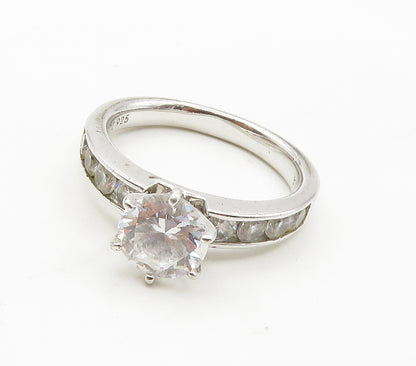 925 Sterling Silver  Prong Set Cubic Zirconia Solitaire Ring Sz 7  RG15338