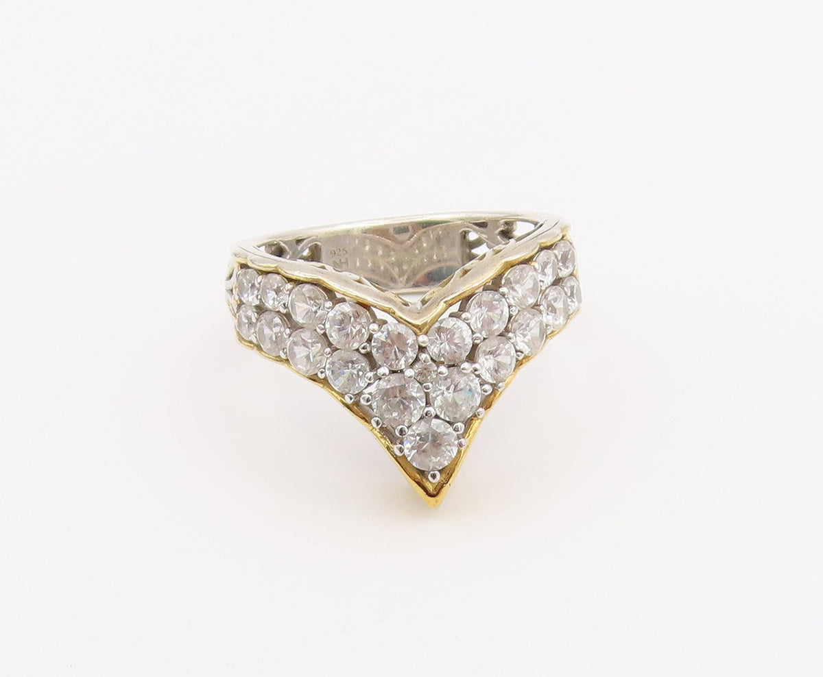 925 Sterling Silver Vintage Ring MICHAEL VALITUTTI CZ V Shape Band Sz 10 RG36521