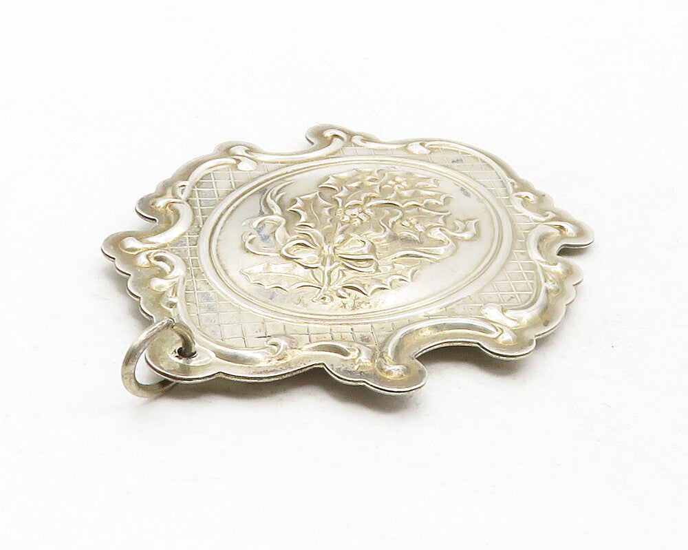 TOWLE 925 Sterling Silver  Vintage Raised Floral Vine Design Pendant  PT10103
