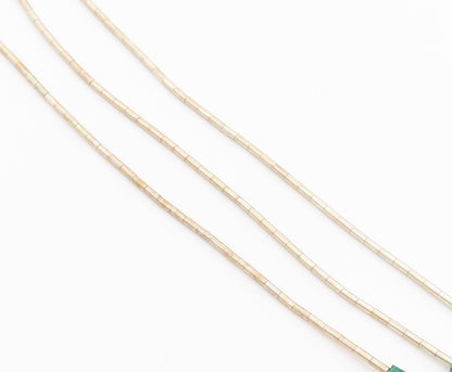 925 Sterling Silver Vintage Necklace NAVAJO ZUNI Malachite Teardrop Chain NE4904