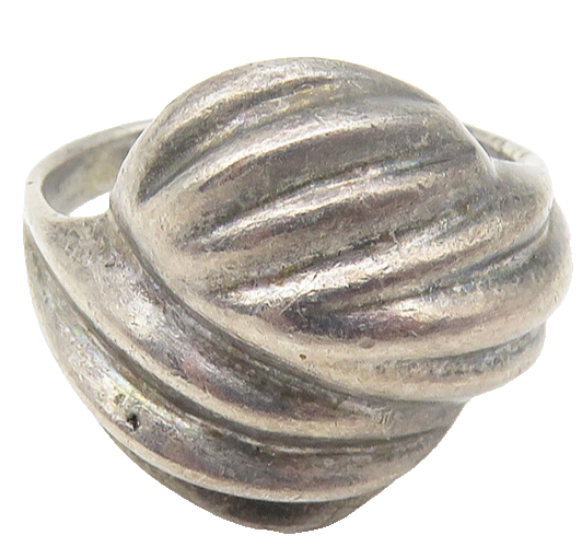 925 Sterling Silver  Vintage Oxidized Fluted Dome Band Ring Sz 6  RG11026