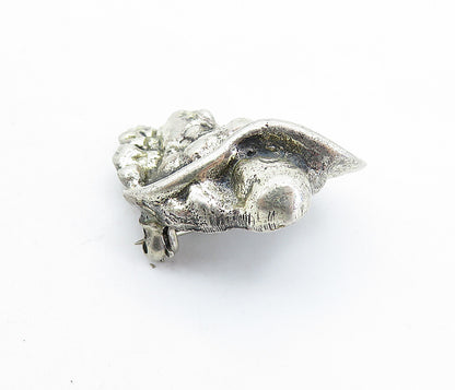 925 Sterling Silver  Vintage Antique Sculpted Woman's Face Brooch Pin  BP2263