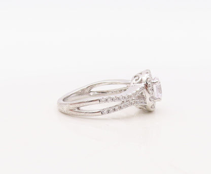925 Sterling Silver Vintage Ring Designer Round Cutout CZ Inlay  Sz 7  RG30937