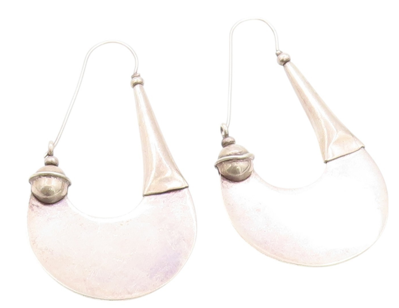 925 Sterling Silver Vintage Earrings MEXICO Designer Drop Hoops   EG13585