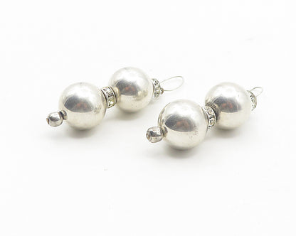 925 Sterling Silver  Vintage Cubic Zirconia Hollow Spheres Earrings  EG6246