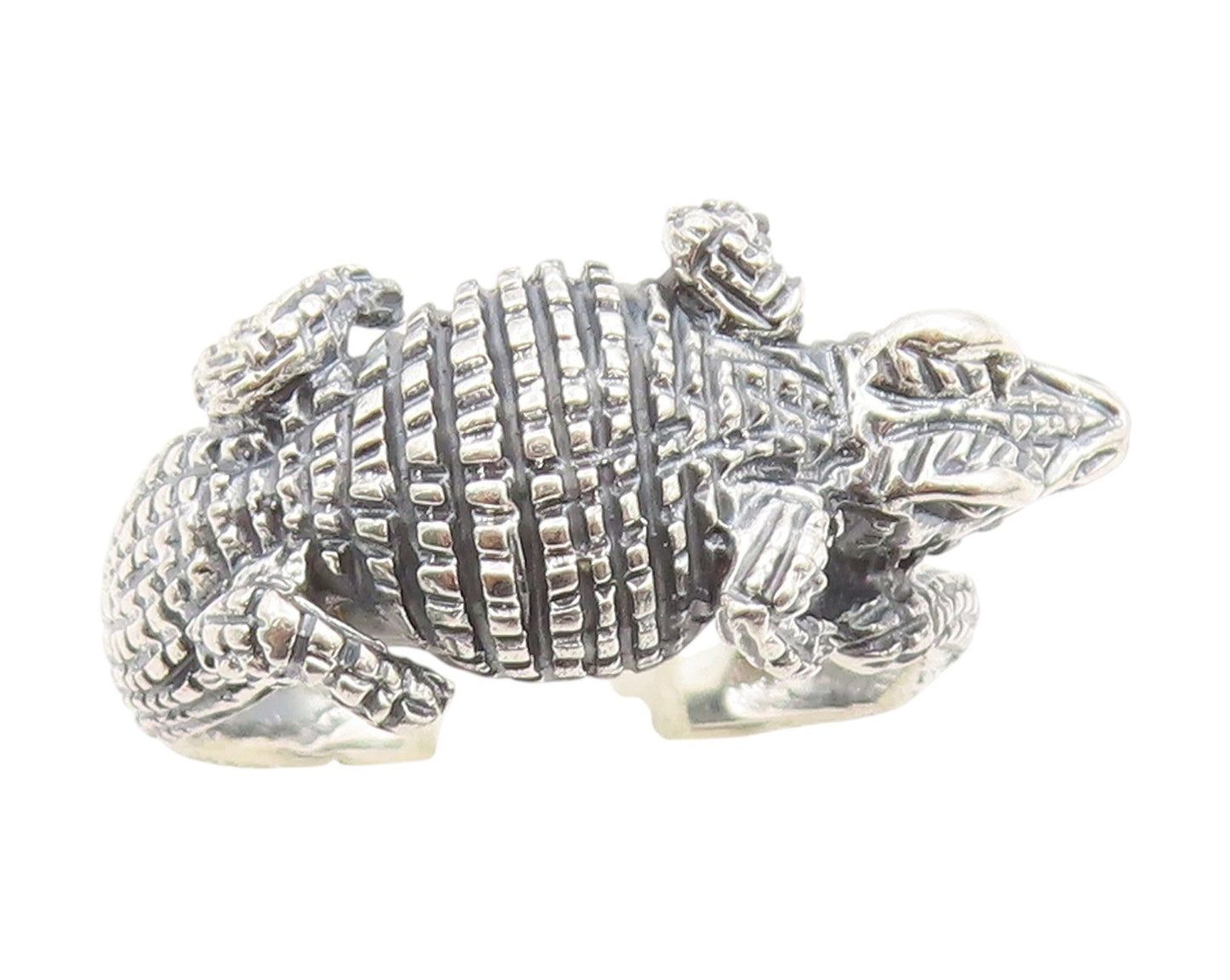 925 Sterling Silver Vintage Ring Textured Gothic Crocodile Band  Sz 10  RG33958