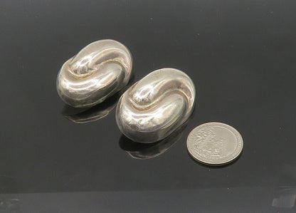MEXICO 925 Silver  Vintage Swirl Dome Heavy Non Pierce Earrings  EG10512