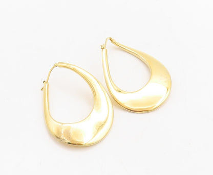 925 Sterling Silver Vintage Earrings Gold Plated Large Designer Hoops  EG13270