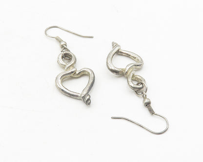 925 Sterling Silver  Vintage Open Love Heart Infinity Dangle Earrings  EG6187