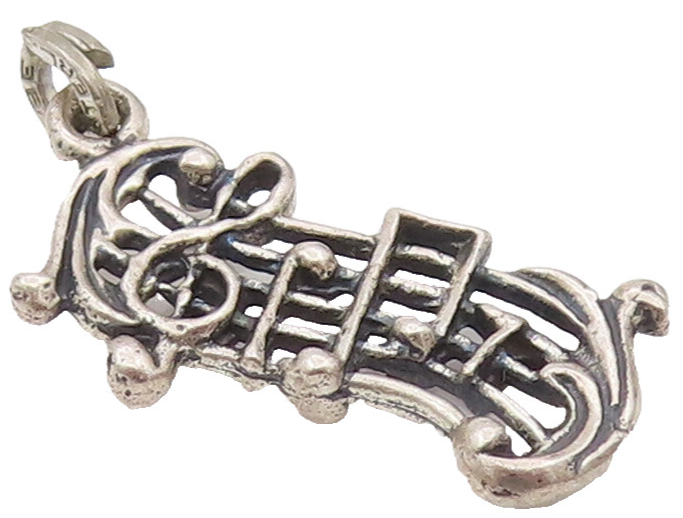 925 Sterling Silver  Vintage Mini Musical Scale Cutout Charm Pendant PT22083