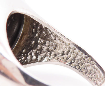 925 Sterling Silver Vintage Ring Domed Beaded Black White Topaz  Sz 7.5  RG28466