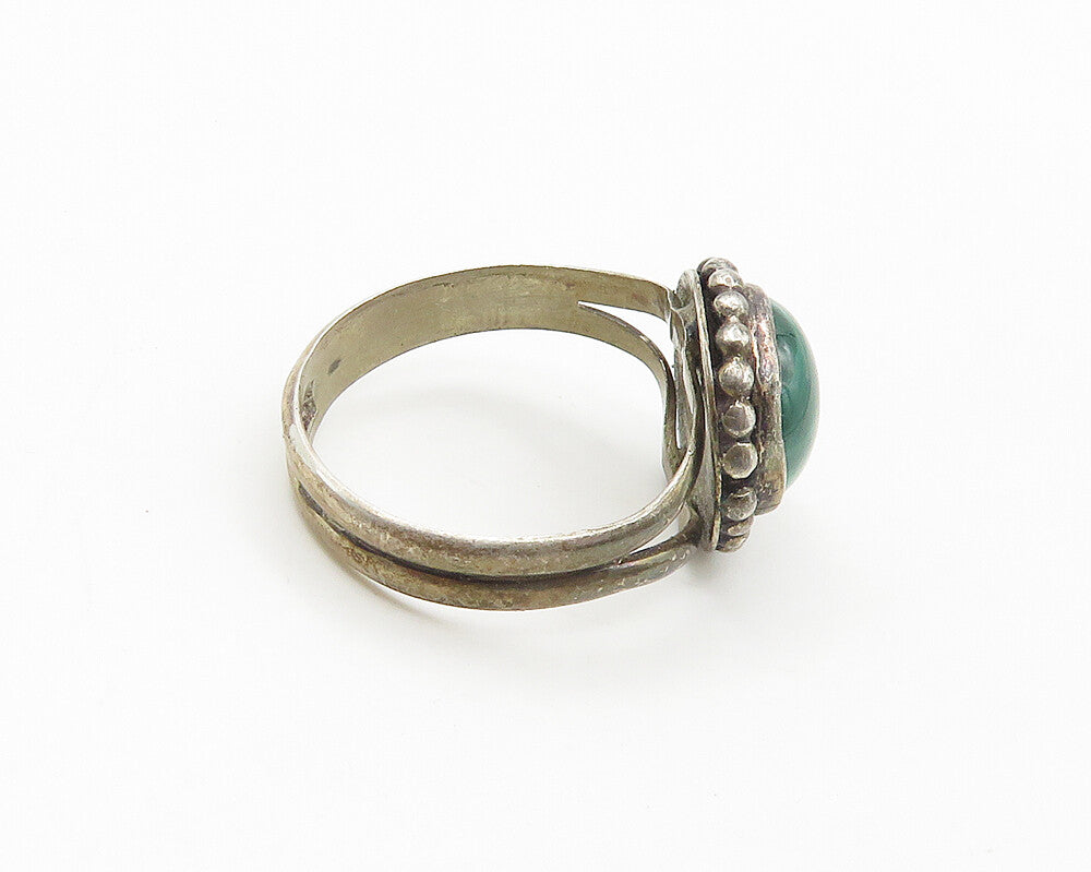 925 Sterling Silver  Vintage Cabochon Malachite Cocktail Ring Sz 8  RG18405