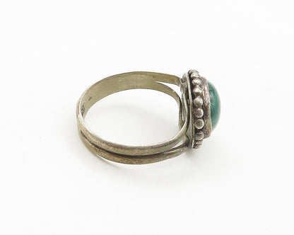 925 Sterling Silver  Vintage Cabochon Malachite Cocktail Ring Sz 8  RG18405