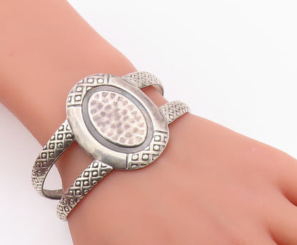 925 Sterling Silver Vintage Bracelet MEXICO Hammered Concho Shield Cuff  BT12138