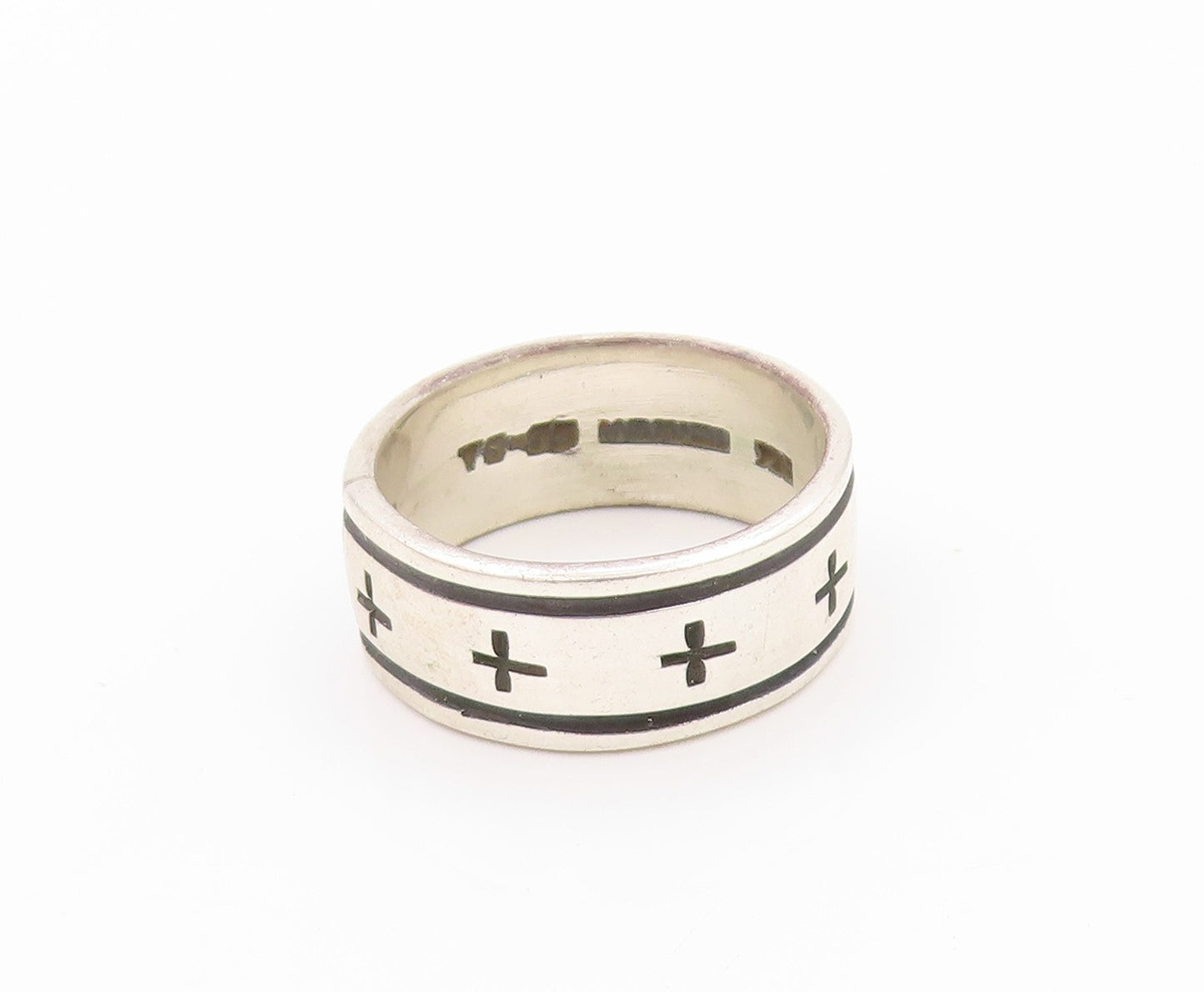 925 Sterling Silver Vintage Ring MEXICO Solid + Sign Etched  Sz 10  RG32418