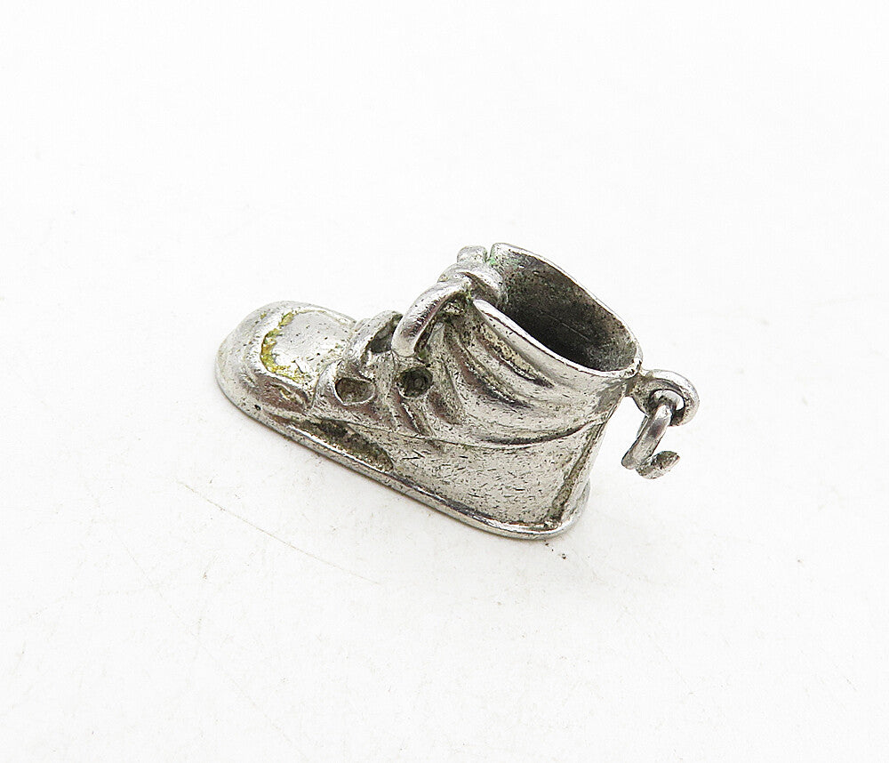 WELL 925 Sterling Silver  Vintage Shiny Old Fashioned Shoe Pendant  PT6969