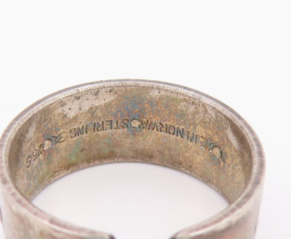 925 Sterling Silver Vintage Ring NORWAY Two Tone Enameled Circles  Sz 7  RG33069