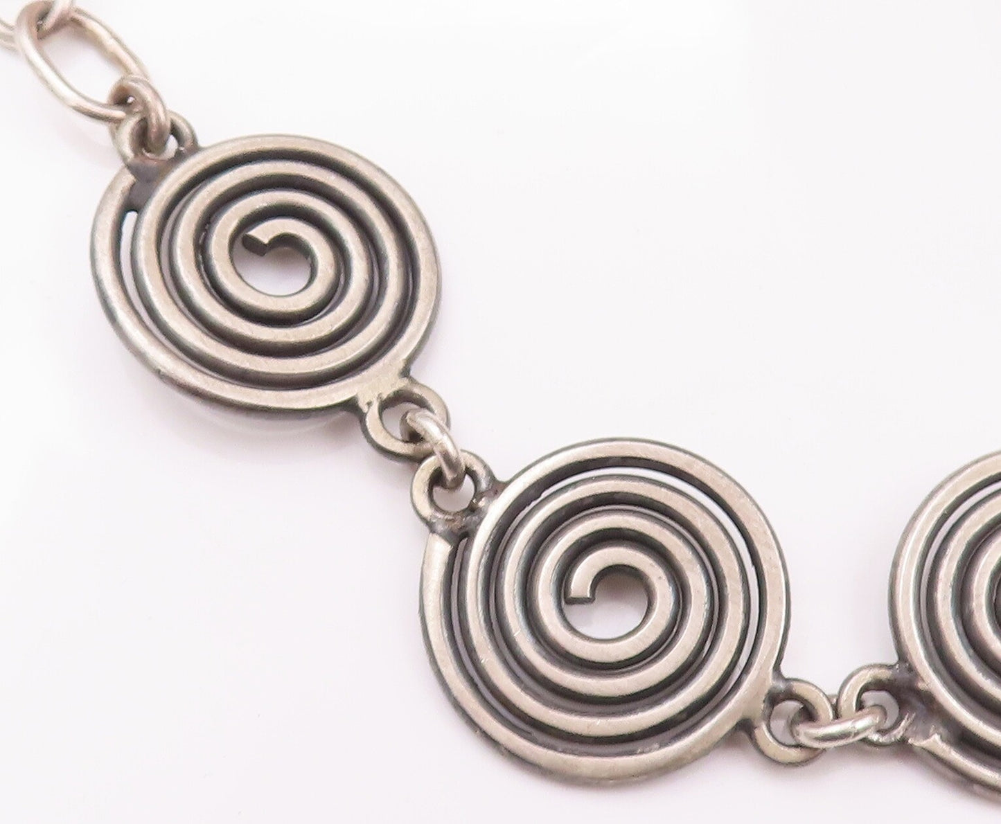 925 Sterling Silver Vintage Necklace VERSANI Solid Linked Spiral Coils  NE4259