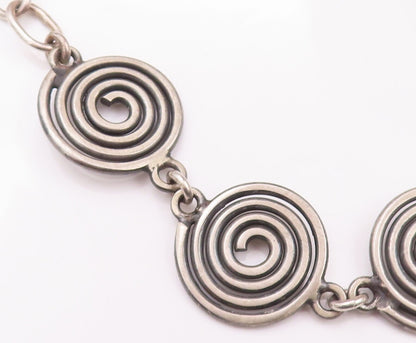 925 Sterling Silver Vintage Necklace VERSANI Solid Linked Spiral Coils  NE4259