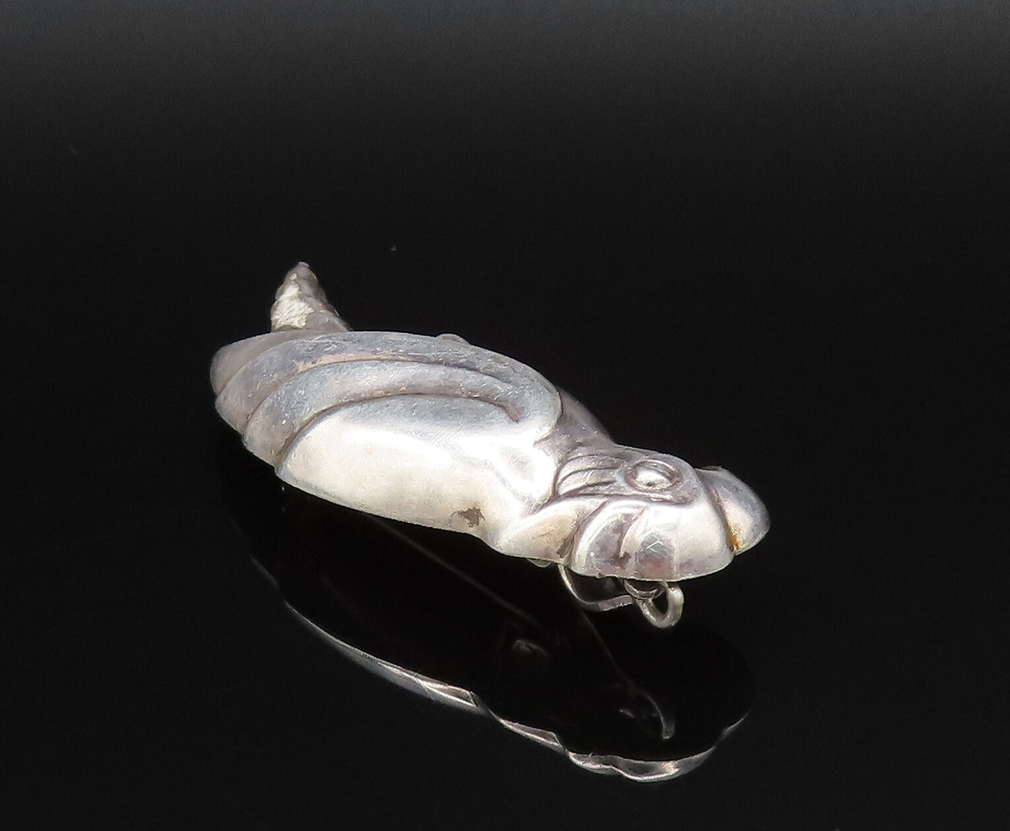 925 Sterling Silver  Vintage Sculpted Hollow Parrot Bird Brooch Pin  BP9768