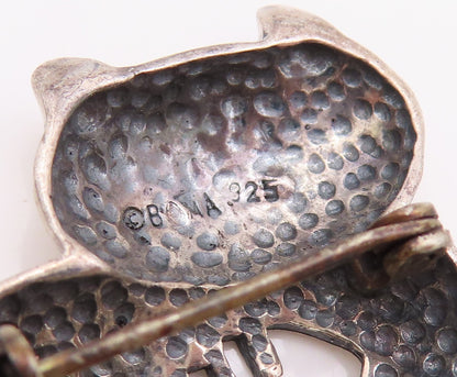 925 Sterling Silver Vintage Brooch Pin BOMA Domed Cat Cut Fish Stomach  BP11159
