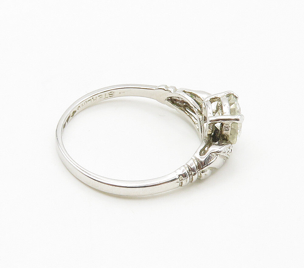 925 Sterling Silver  Sparkling Cubic Zirconia Solitaire Ring Sz 8  RG15507