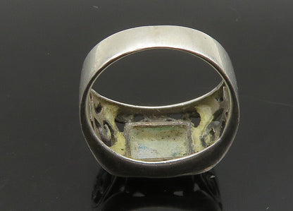 925 Sterling Silver Vintage Inlaid Turquoise Swirl Vine Band Ring Sz 6.5 RG23502