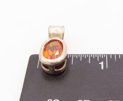 925 Sterling Silver Vintage Pendant Minimalist Oval Cut Citrine  PT23438
